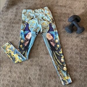 Peacock yoga/workout tights